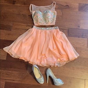 Two piece, juniors prom dress